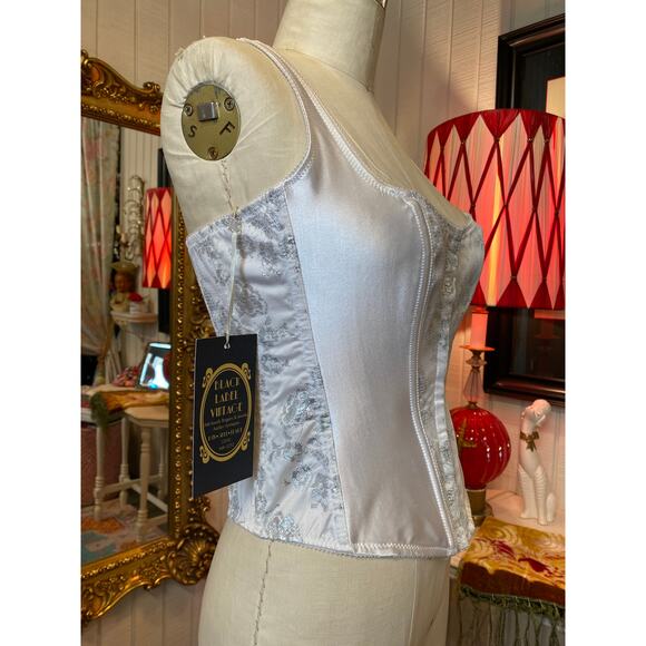 vintage 1990s fredricks of hollywood coset white and silver 90s bustier m/l 38 - Picture 4 of 10